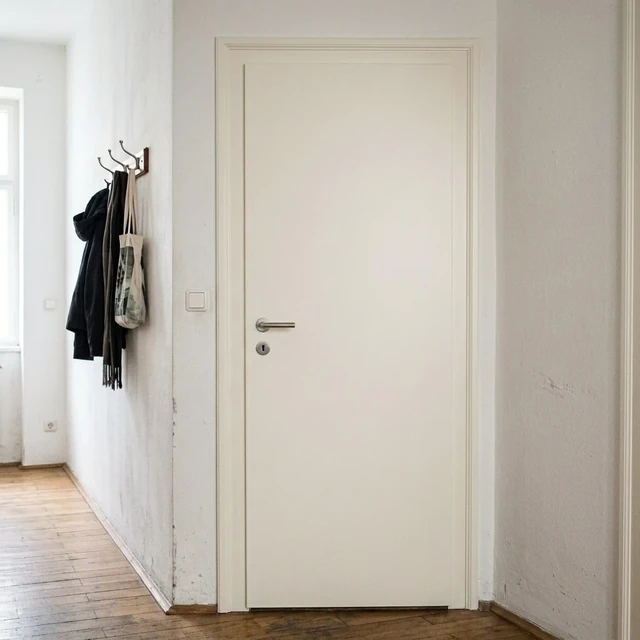Kleiner Wiener Flur mit heller Tür nach der Gestaltung